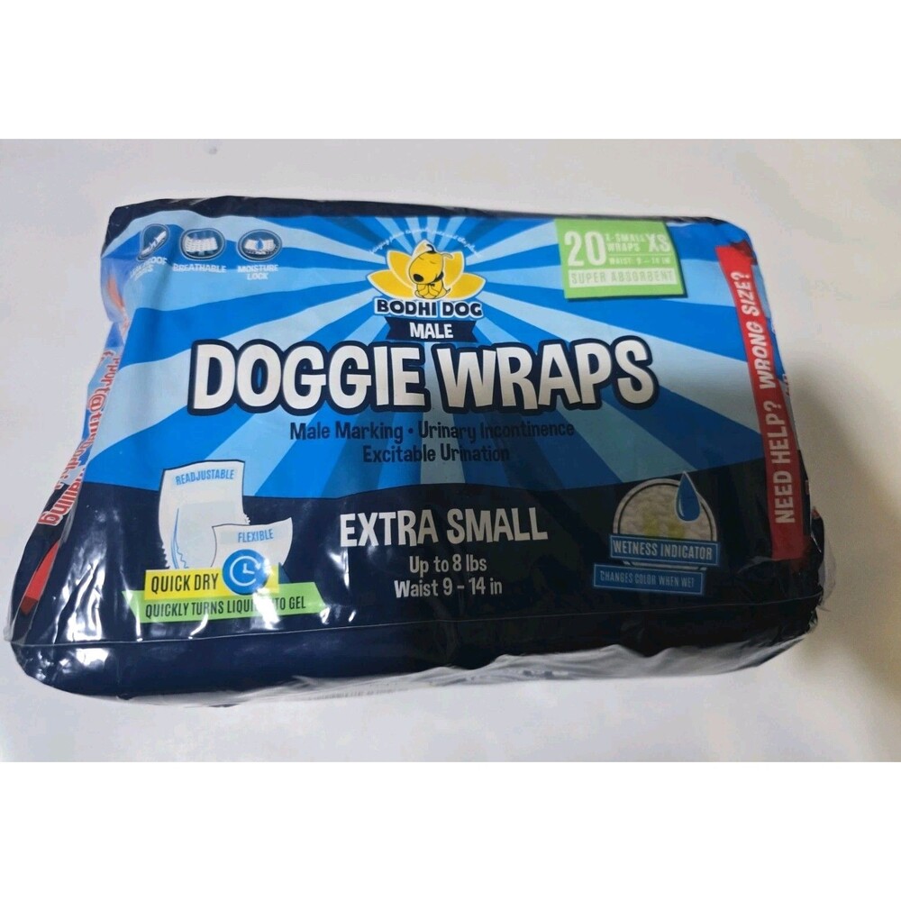 Bodhi Dog Male Doggie Wraps XS 20 Count Disposable 9–14 in Waist NEW Sealed